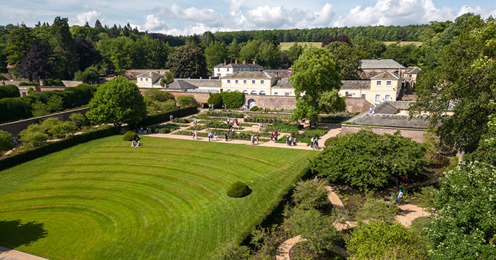 The redesigned East Garden at Raby Castle's Walled Garden on a bright sunny day.